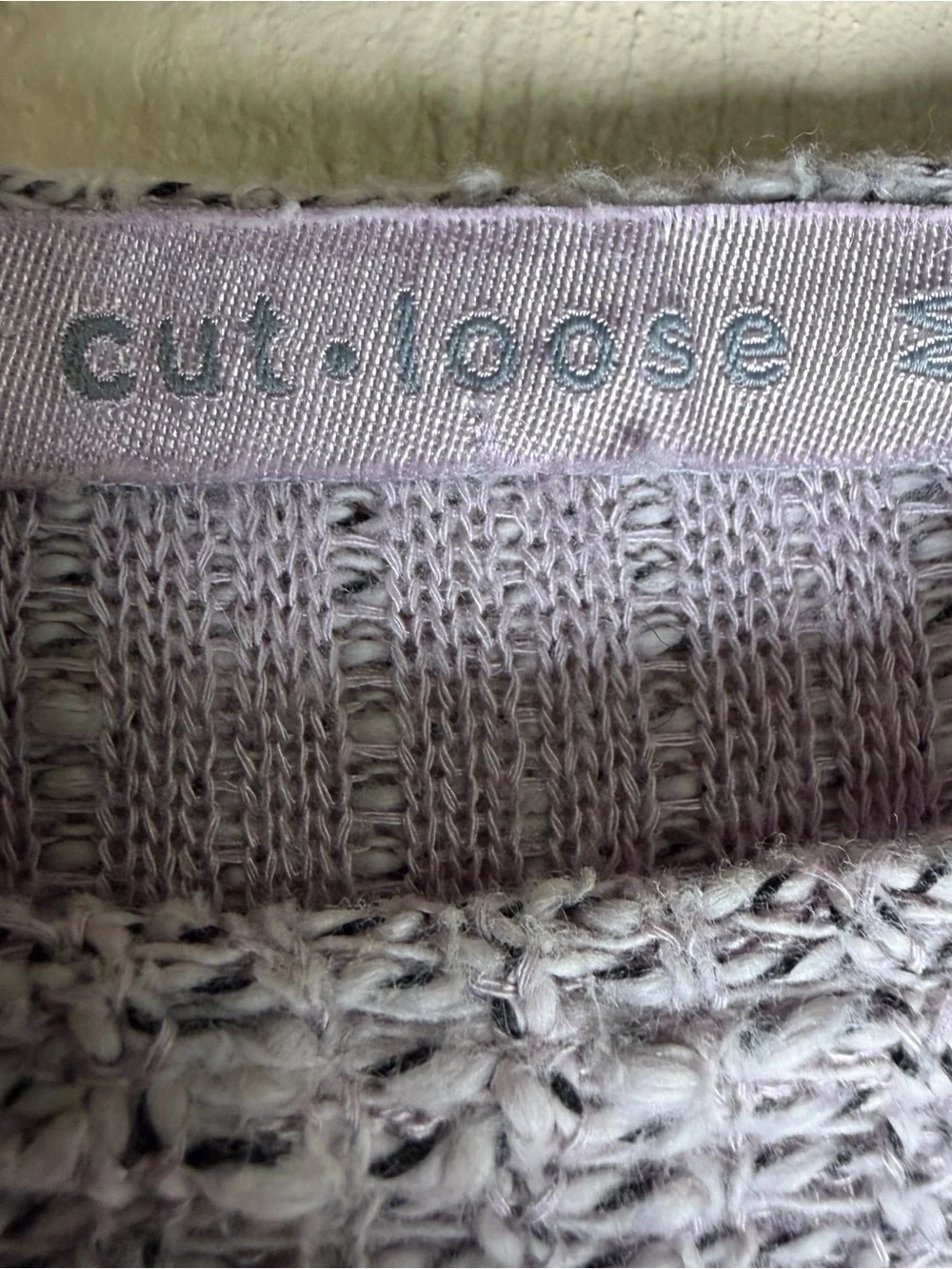 cut loose Lavender Textured Knit Sweater Linen Cotton Blend Medium Relaxed Top